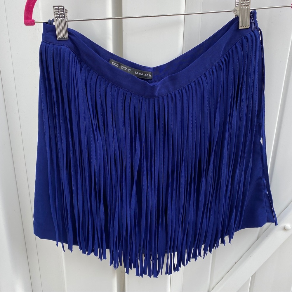 Zara Blue/Navy Fringe Skirt Medium